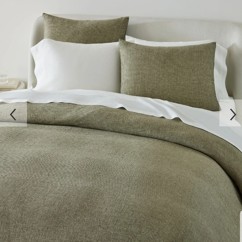 ❤️BUY 2 GET 1 FREE West Elm European Flax Linen Mini Waffle Duvet Cover, King